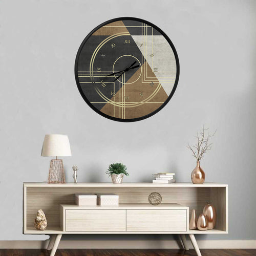 art deko geometrik renk blokları, MDF duvar saati