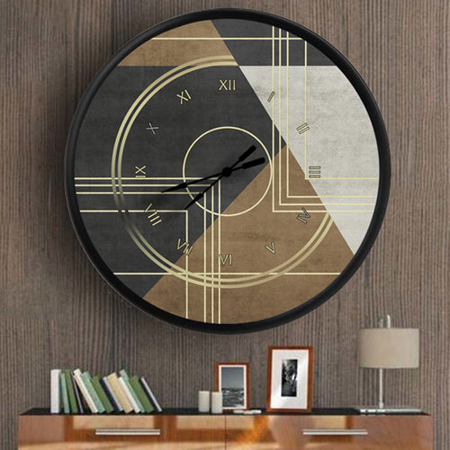 art deko geometrik renk blokları, MDF duvar saati