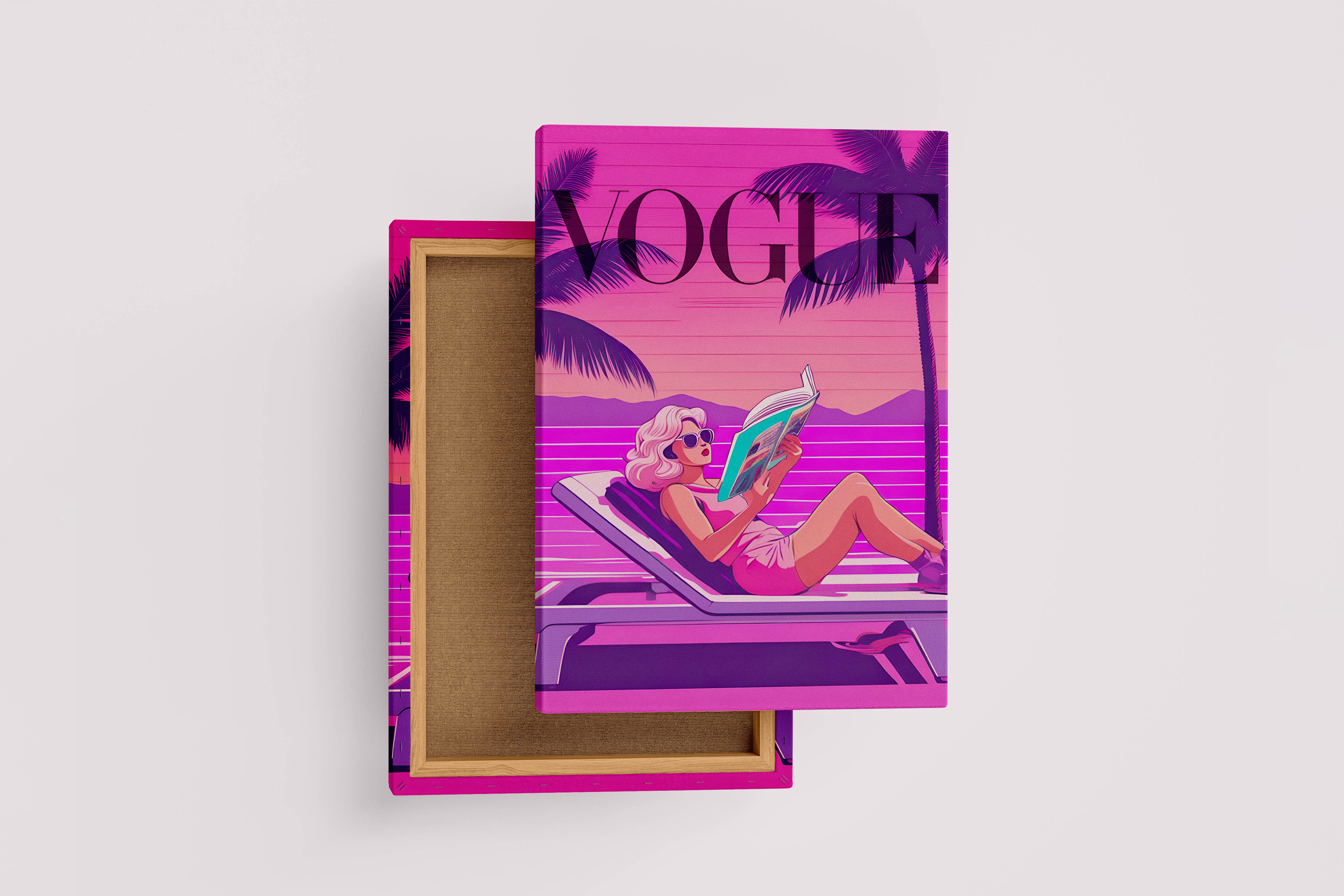 retrowave vogue, pop art, beauty, reading, art, kanvas tablo