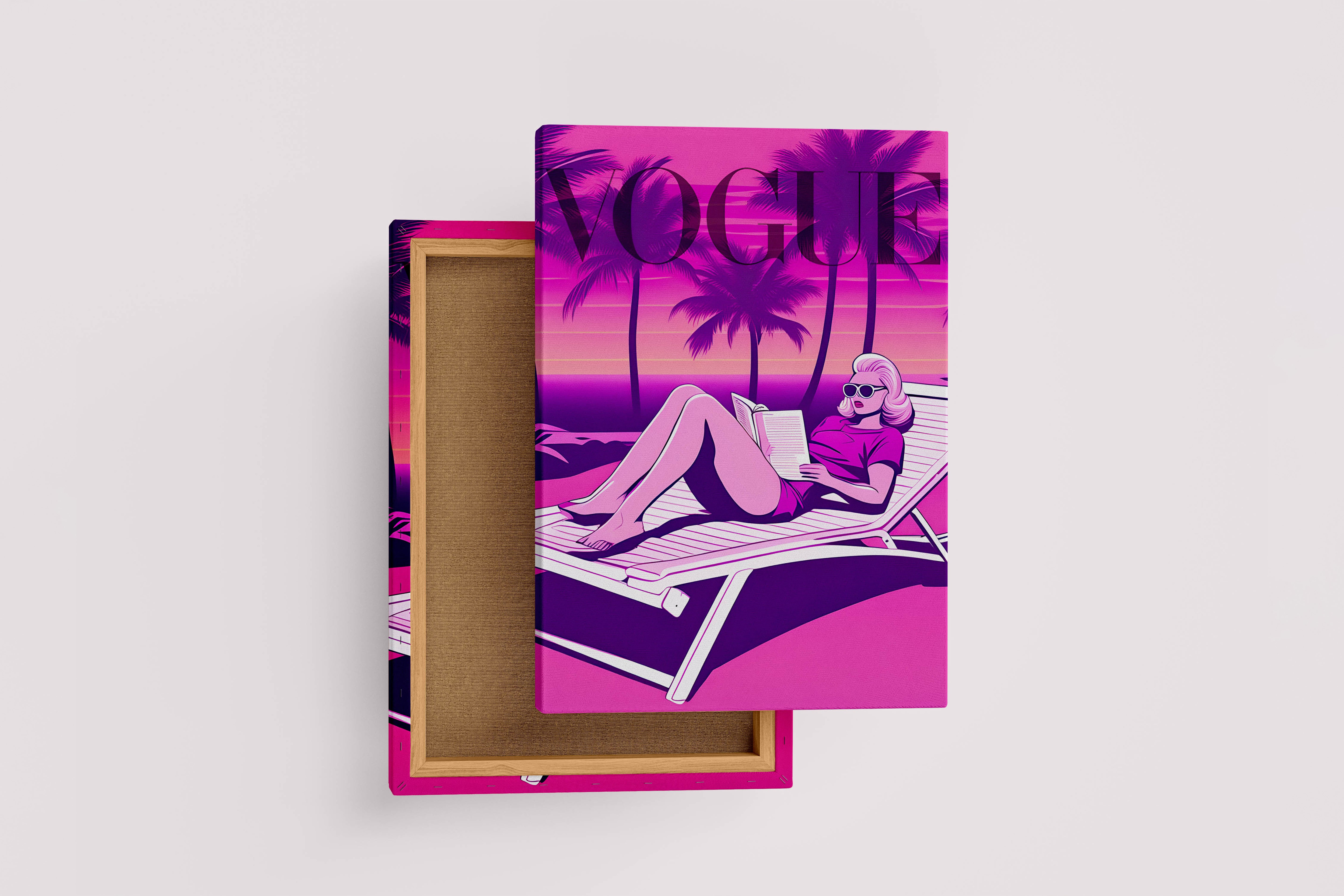 retrowave vogue, pop art, beauty, reading, art, kanvas tablo
