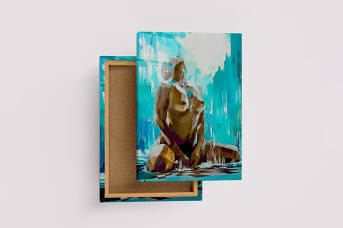 depiction of a naked perseverance woman with cubic, art, kanvas tablo