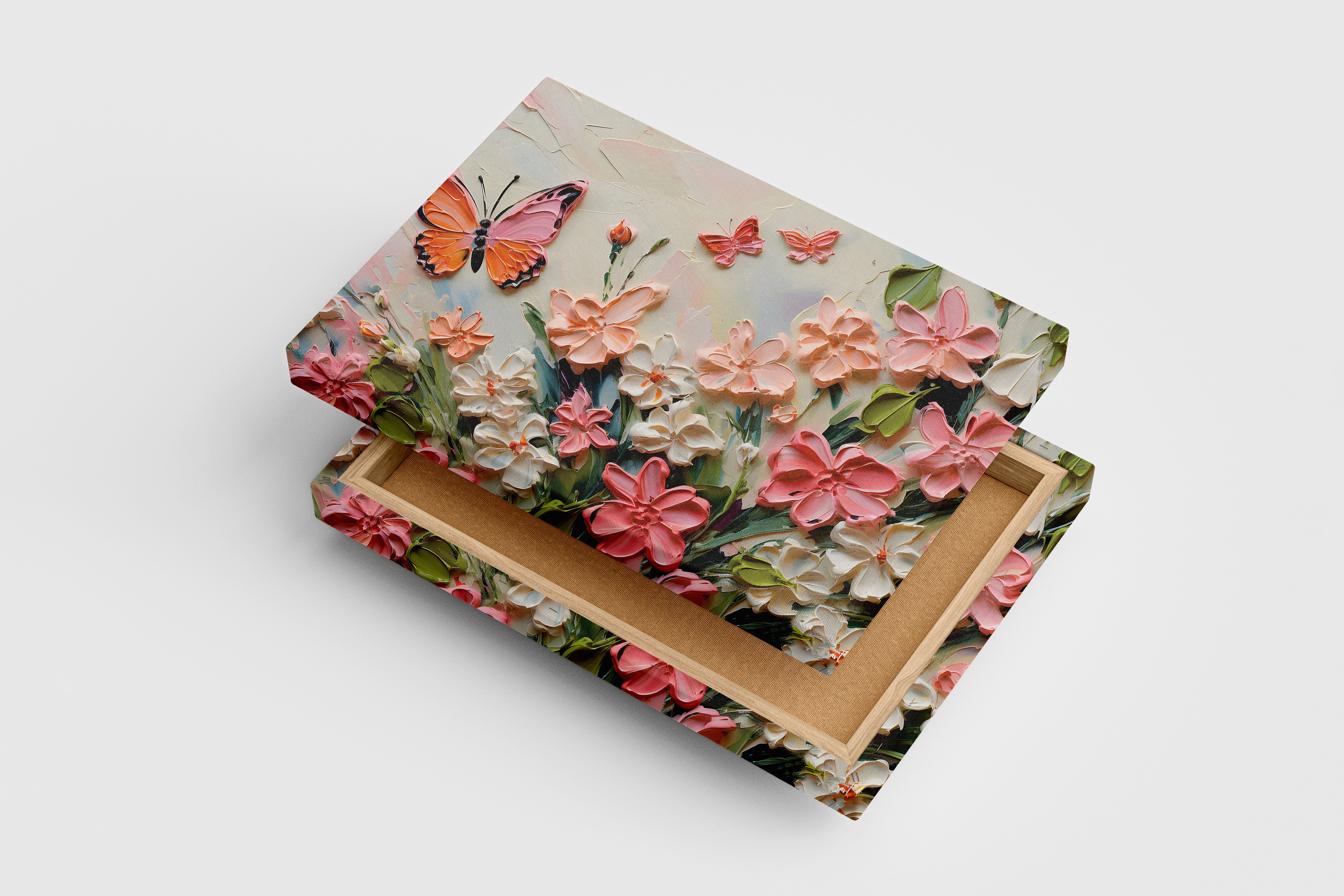 flower motif, soft relaxing colors, art, kanvas tablo