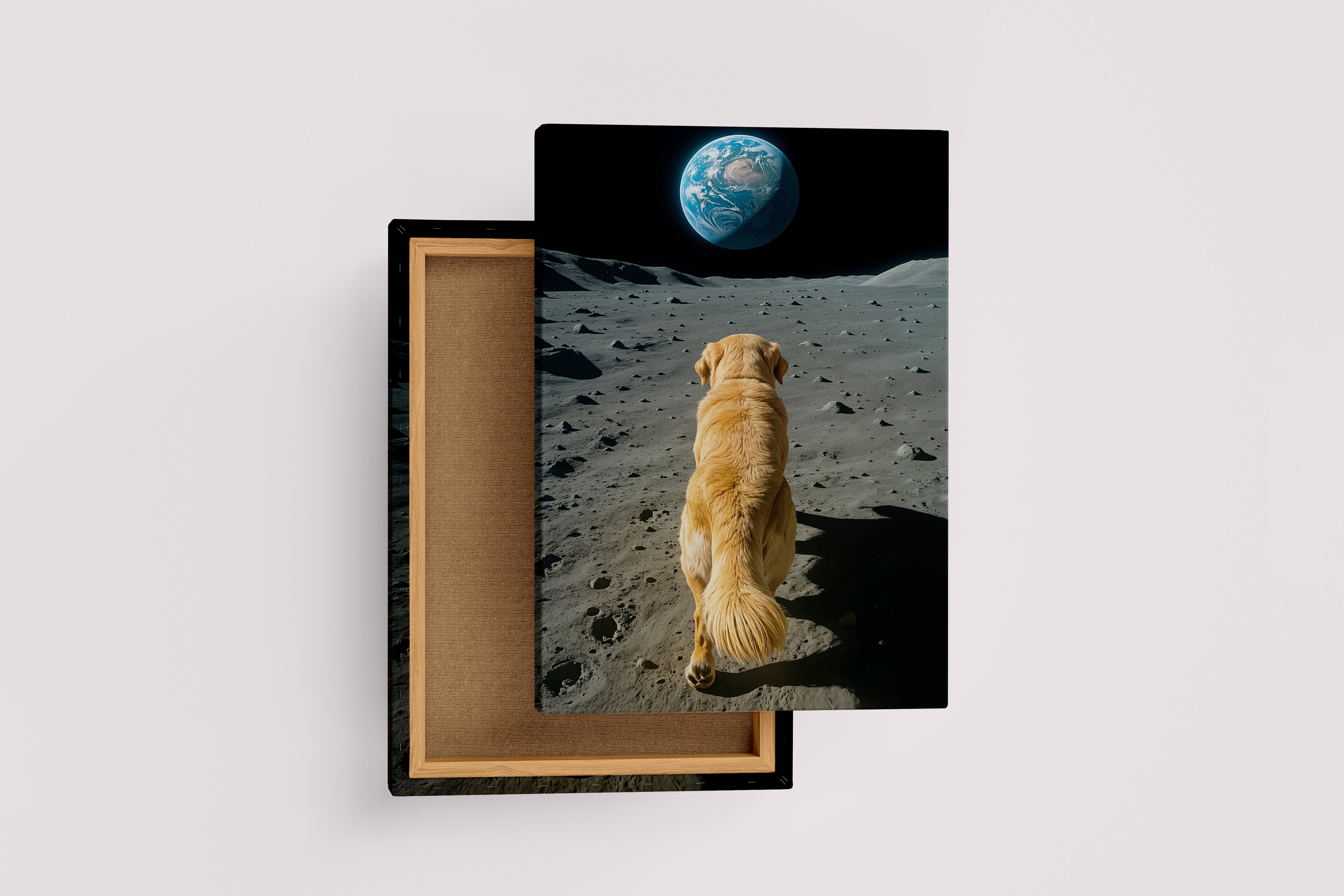 ai creation, dog/moon/earth, ai art, art, kanvas tablo