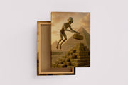 ai creation, aliens building the egyptian pyramids, ai art, art, kanvas tablo