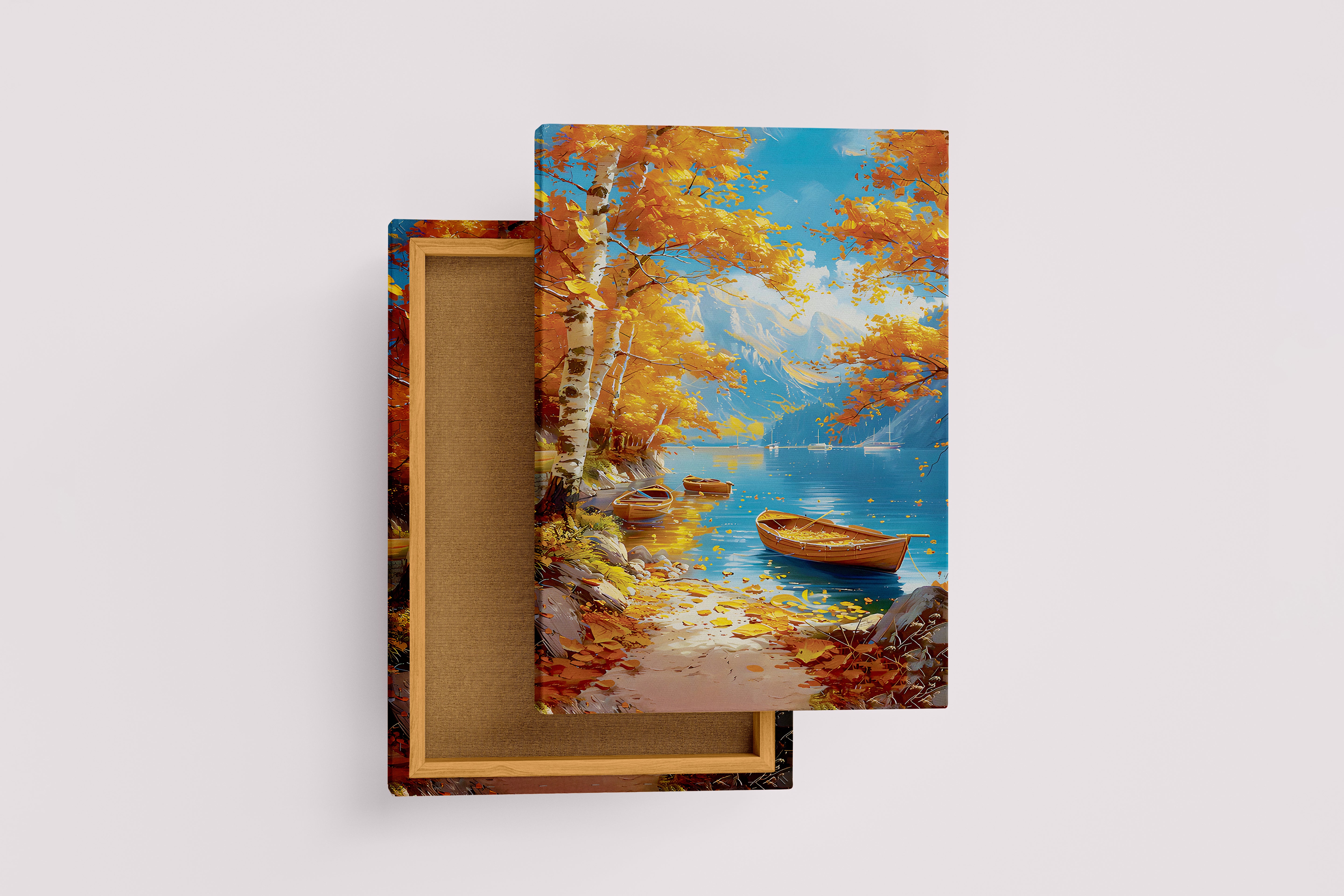 river view, orange theme, art, kanvas tablo