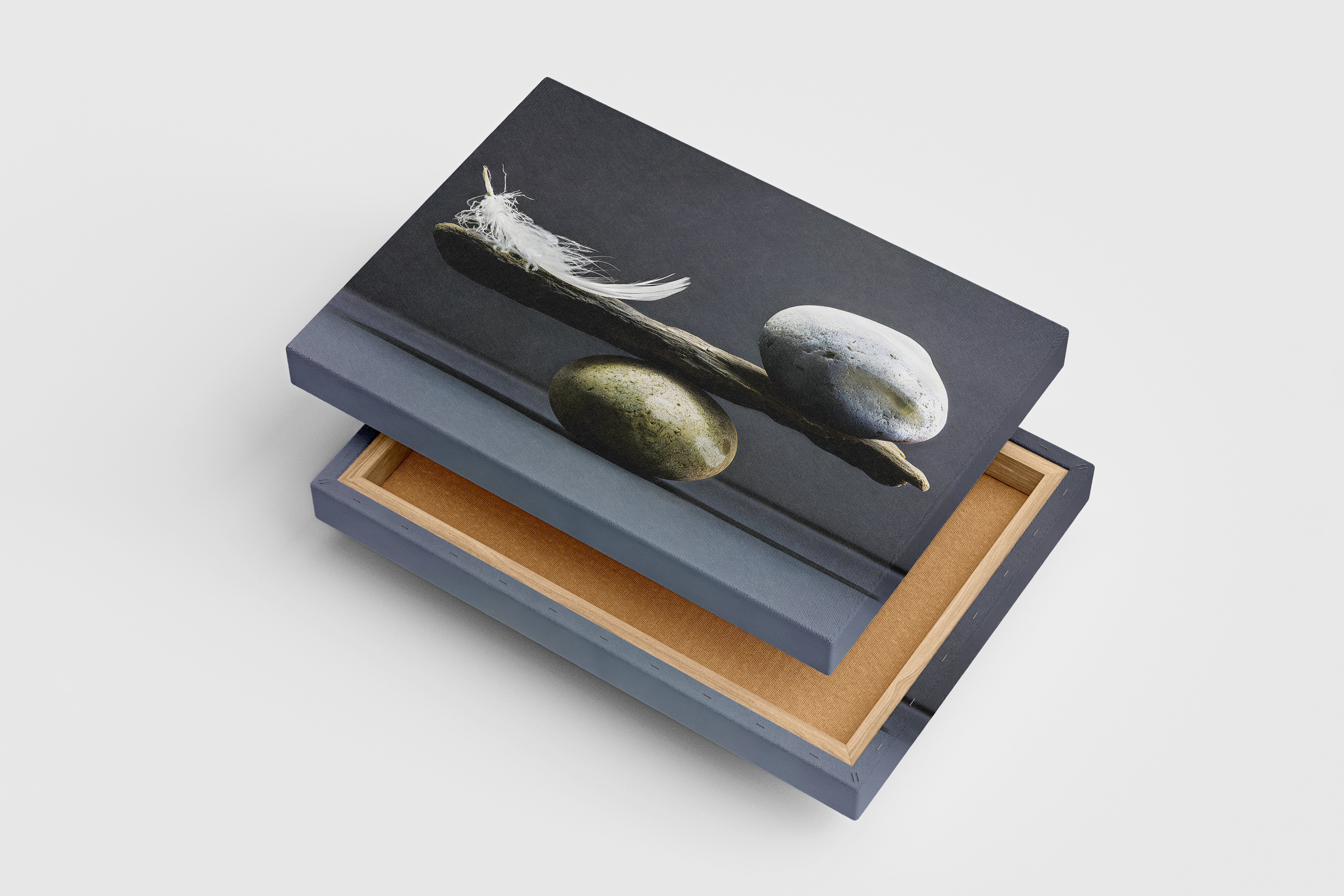 feather/stone relationship, art, kanvas tablo
