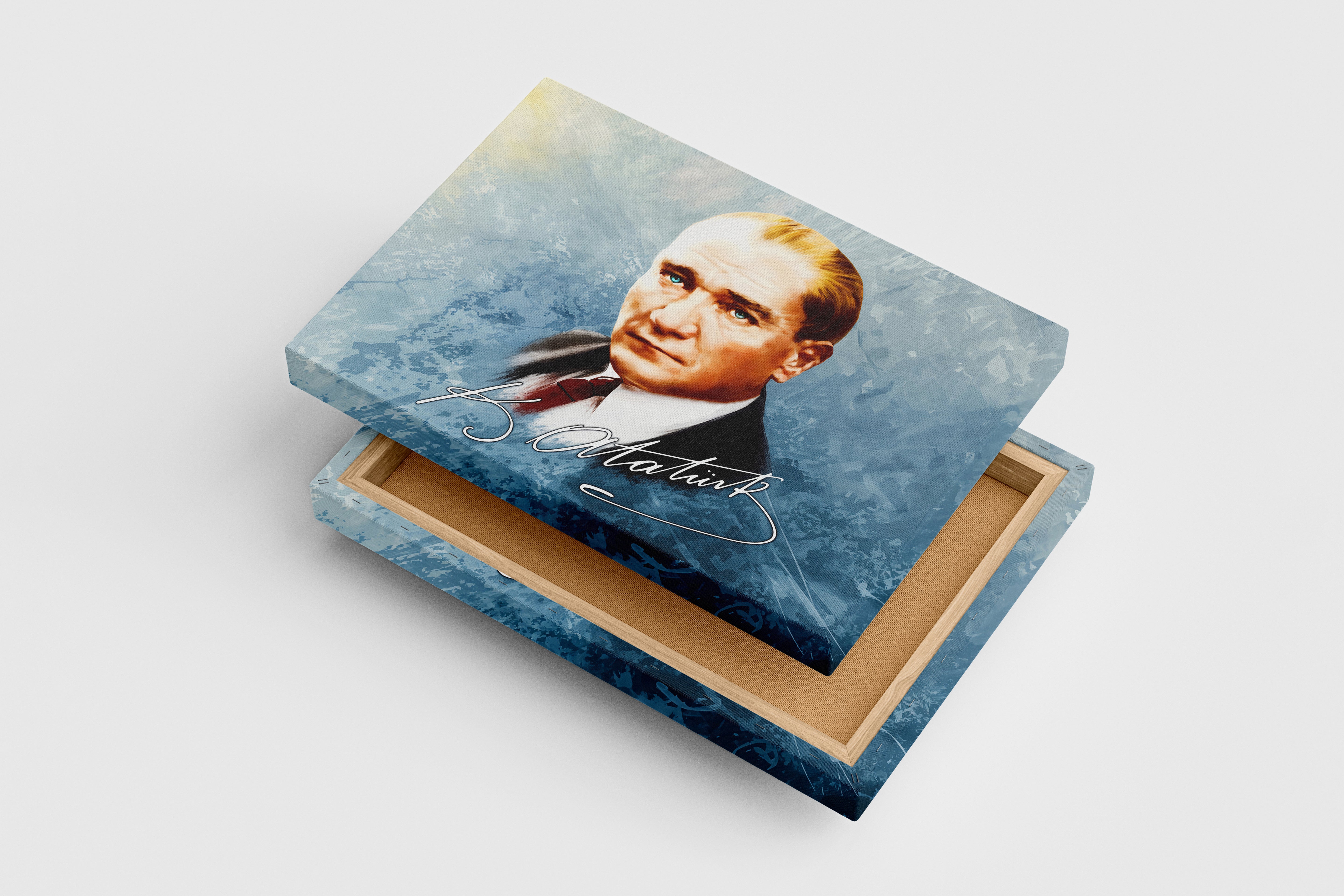 Atatürk portre with his signature model 3, art, kanvas tablo