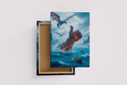 ai creation, a giant lava hand giving a thumbs up in a sea of dragons, ai art, art, kanvas tablo