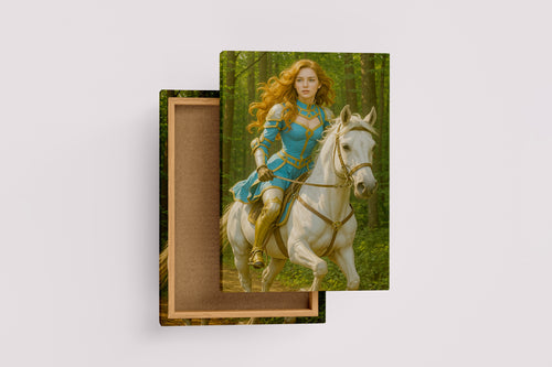 ai creation, horse riding queen forest themed, ai art, art, kanvas tablo