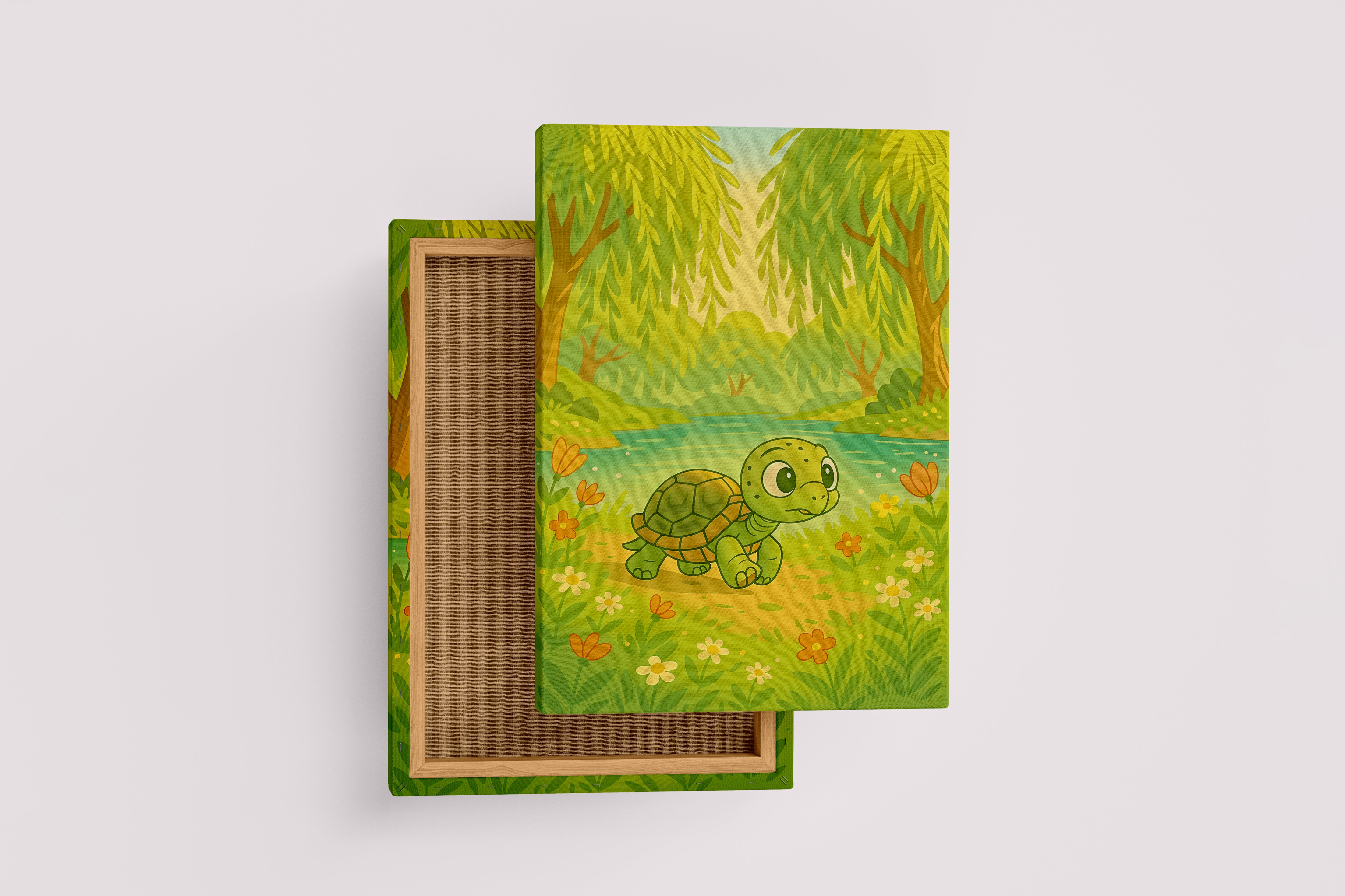 ai creation, turtle in the forest, kid, ai art, art, kanvas tablo