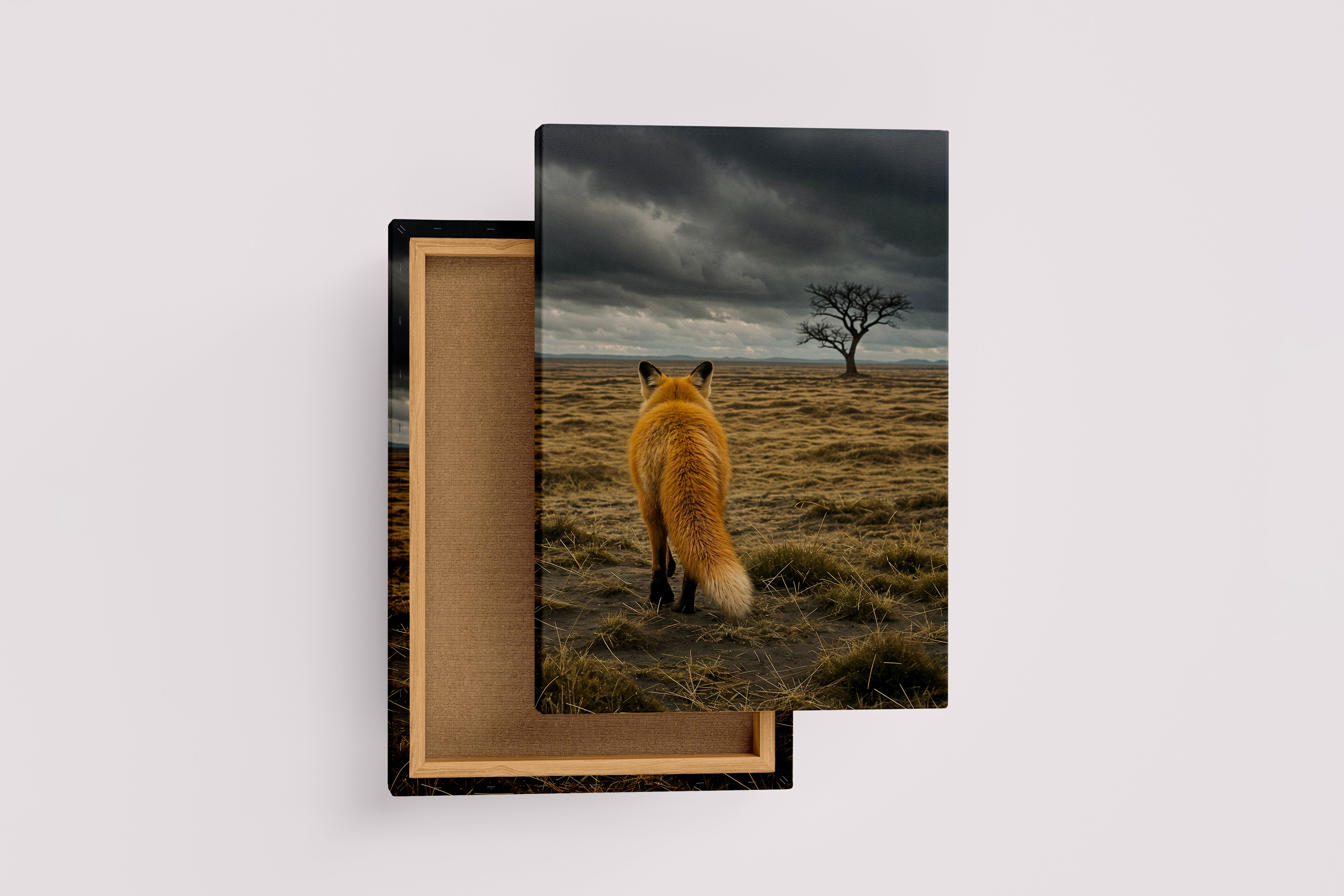 ai creation, the fox lost in the deserted forest and the depressed weather, ai art, art, kanvas tablo