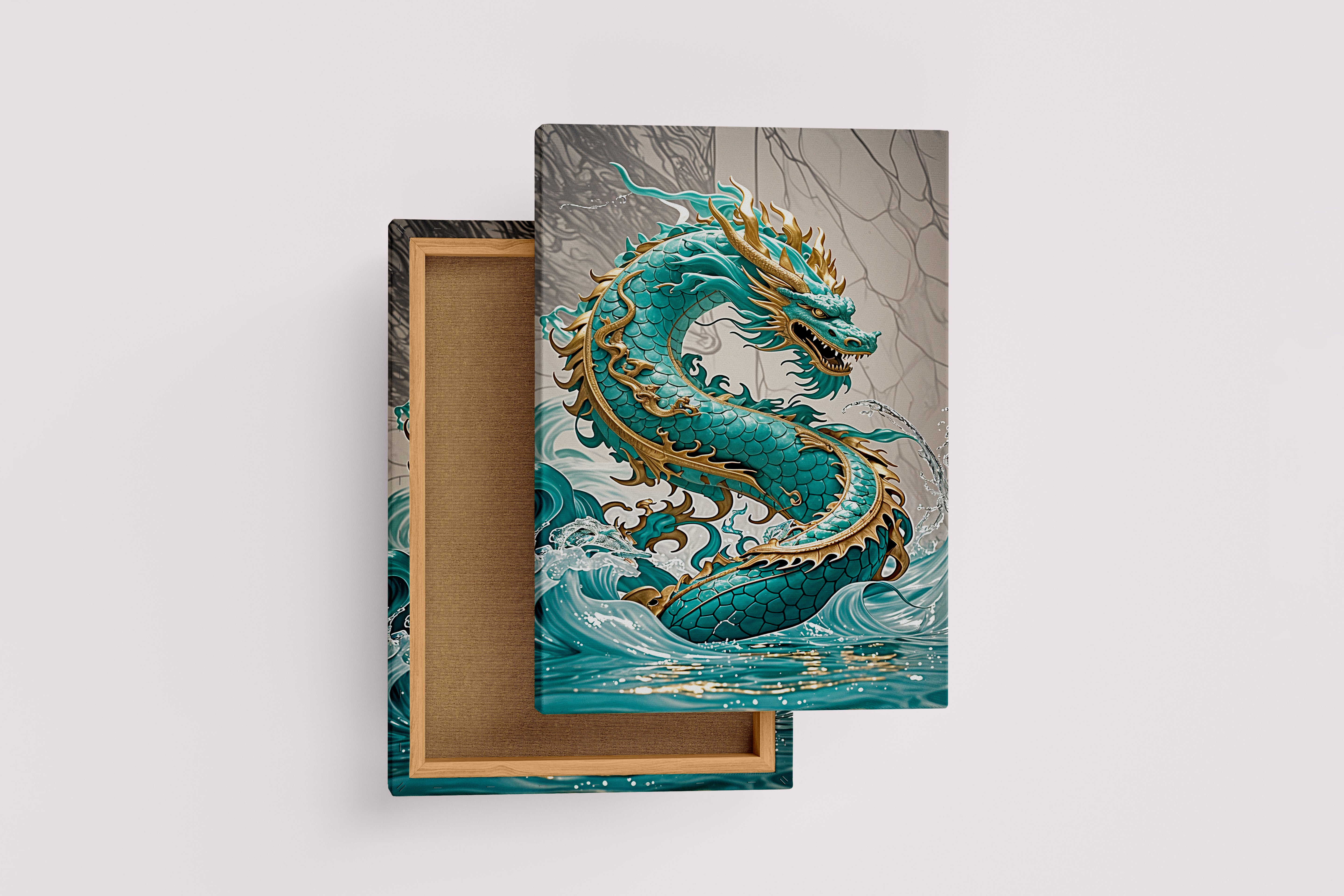 ai creation, sea dragon covered in green scales, ai art, art, kanvas tablo