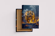 ai creation, tiger in flames, pet, ai art, art, kanvas tablo