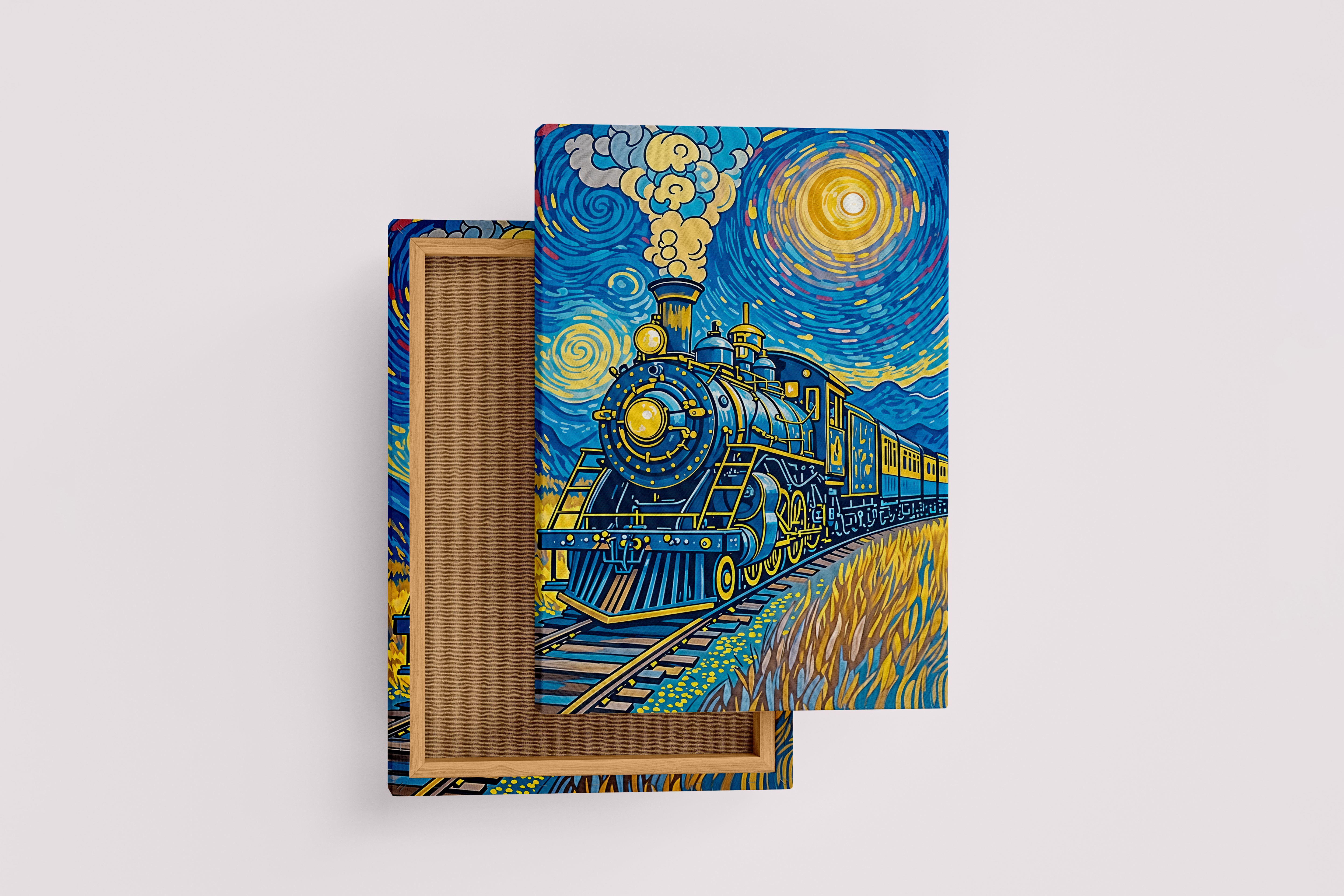 ai creation, Van Gogh themed train, ai art, art, kanvas tablo