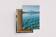 ai creation, mountain view across the river, frozen themed, ai art, art, kanvas tablo