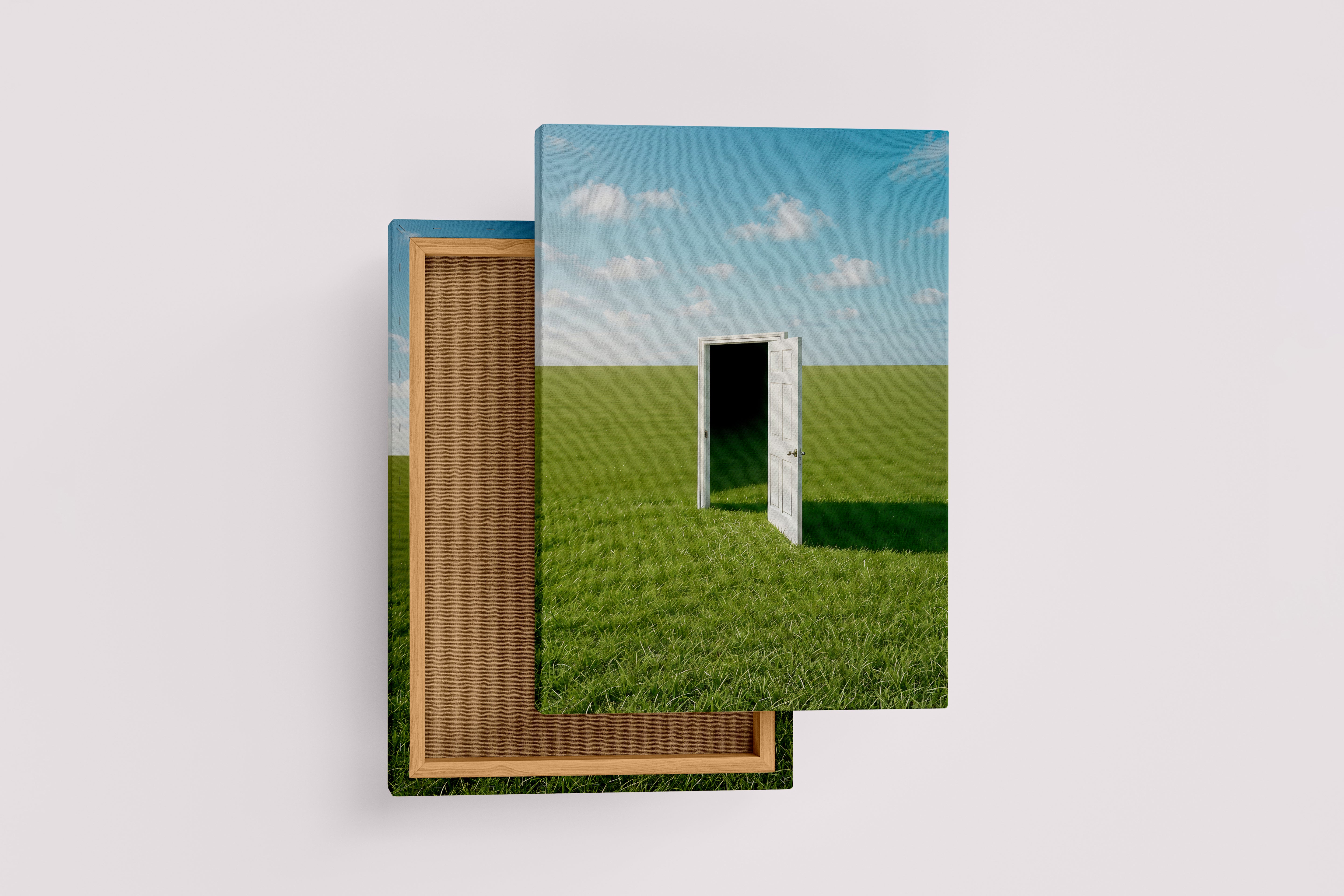 ai creation, a door opening into the void in a windows themed view, ai art, art, kanvas tablo