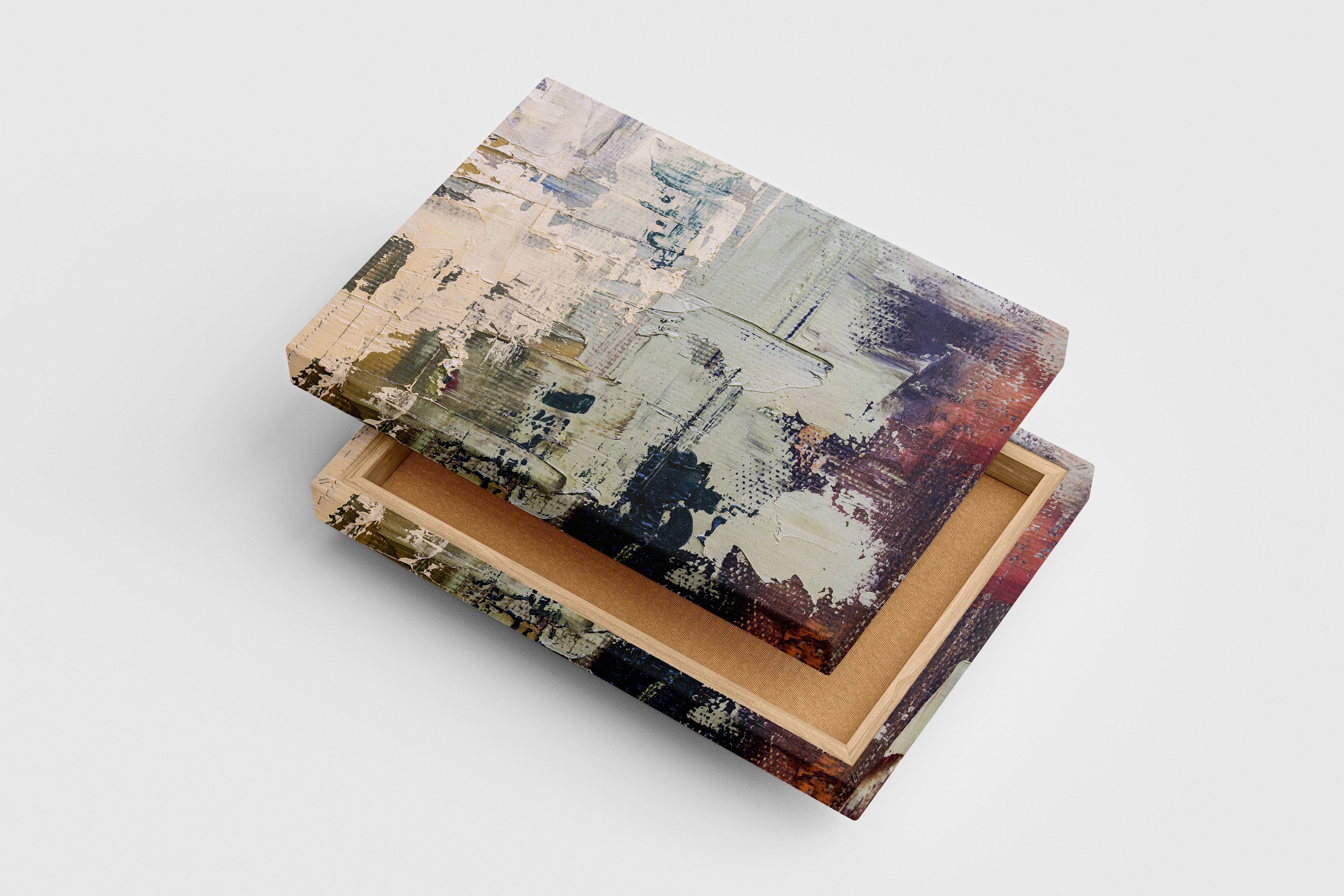 a close-up of a heavily textured abstract painting with muted, earthy color tones, abstract, art, kanvas tablo