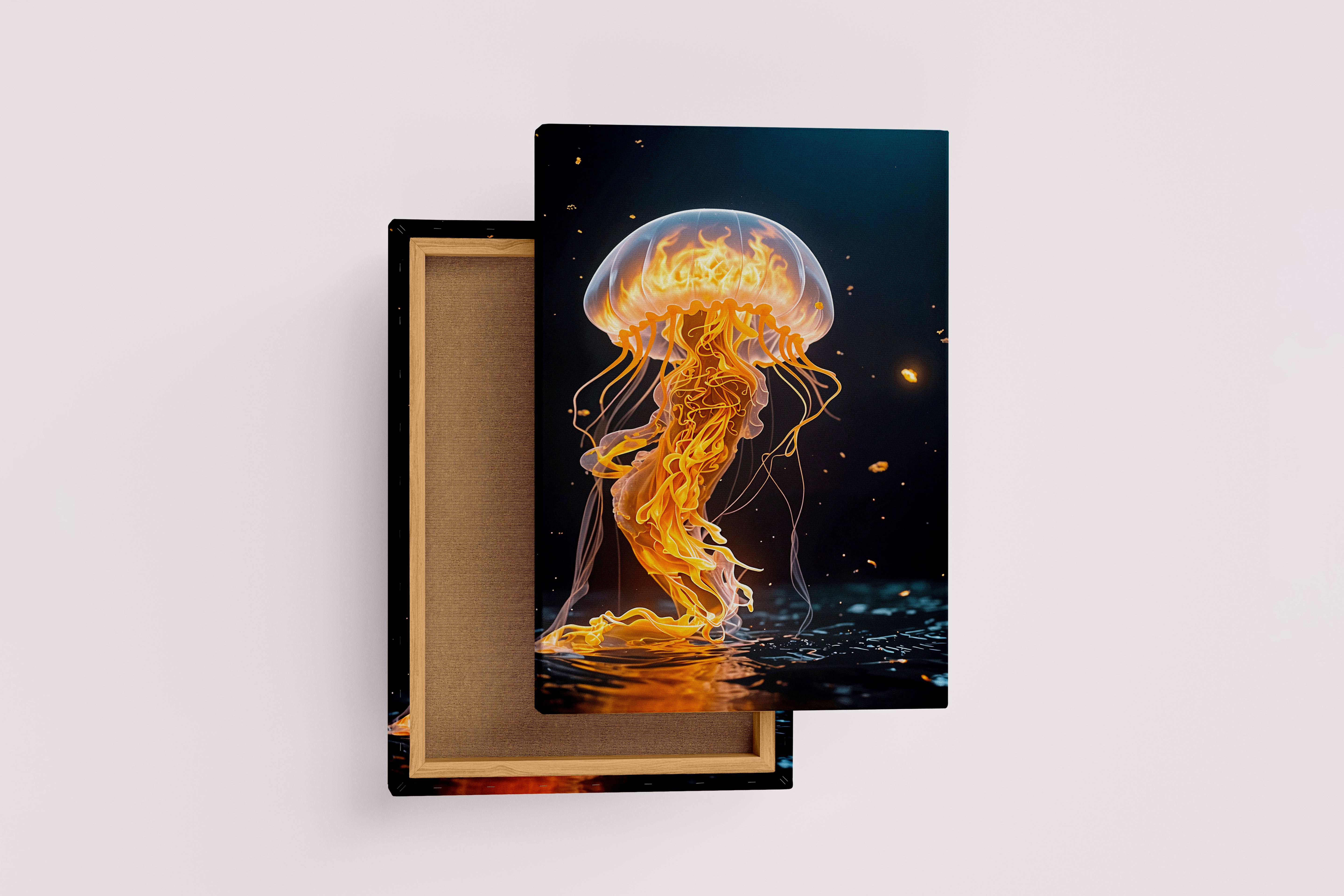 ai creation, a jellyfish engulfed in flames, ai art, art, kanvas tablo