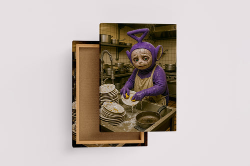 ai creation, dishwashing teletubbies model 1, ai art, art, kanvas tablo