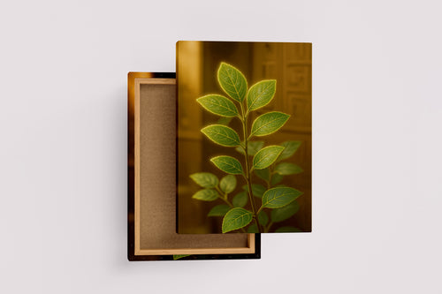 ai creation, flower motif, green shiny leaves, ai art, art, kanvas tablo