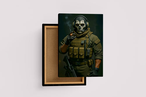 Call of Duty Modern Warfare'in İkonik Karakteri Simon "Ghost" Riley Kurukafa Maskeli Asker Kanvas Tablo