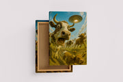 ai creation, cows escaping alien attack, ai art, art, kanvas tablo