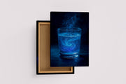 ai creation, a glass full of star shaped neon drops, ai art, art, kanvas tablo