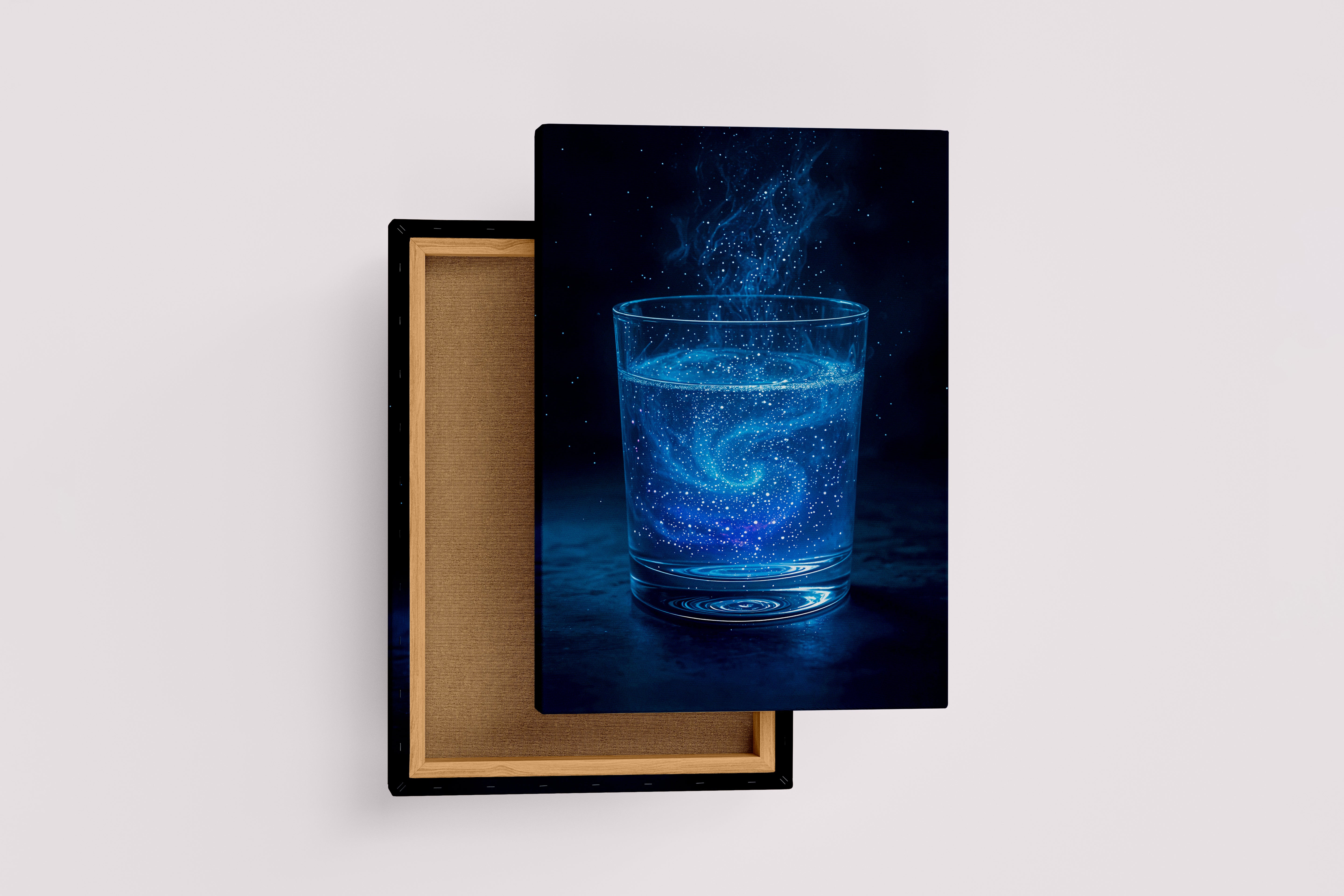 ai creation, a glass full of star shaped neon drops, ai art, art, kanvas tablo