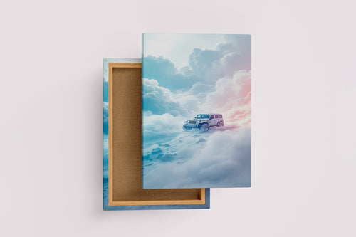 ai creation, white chip emerging from the clouds, ai art, art, kanvas tablo