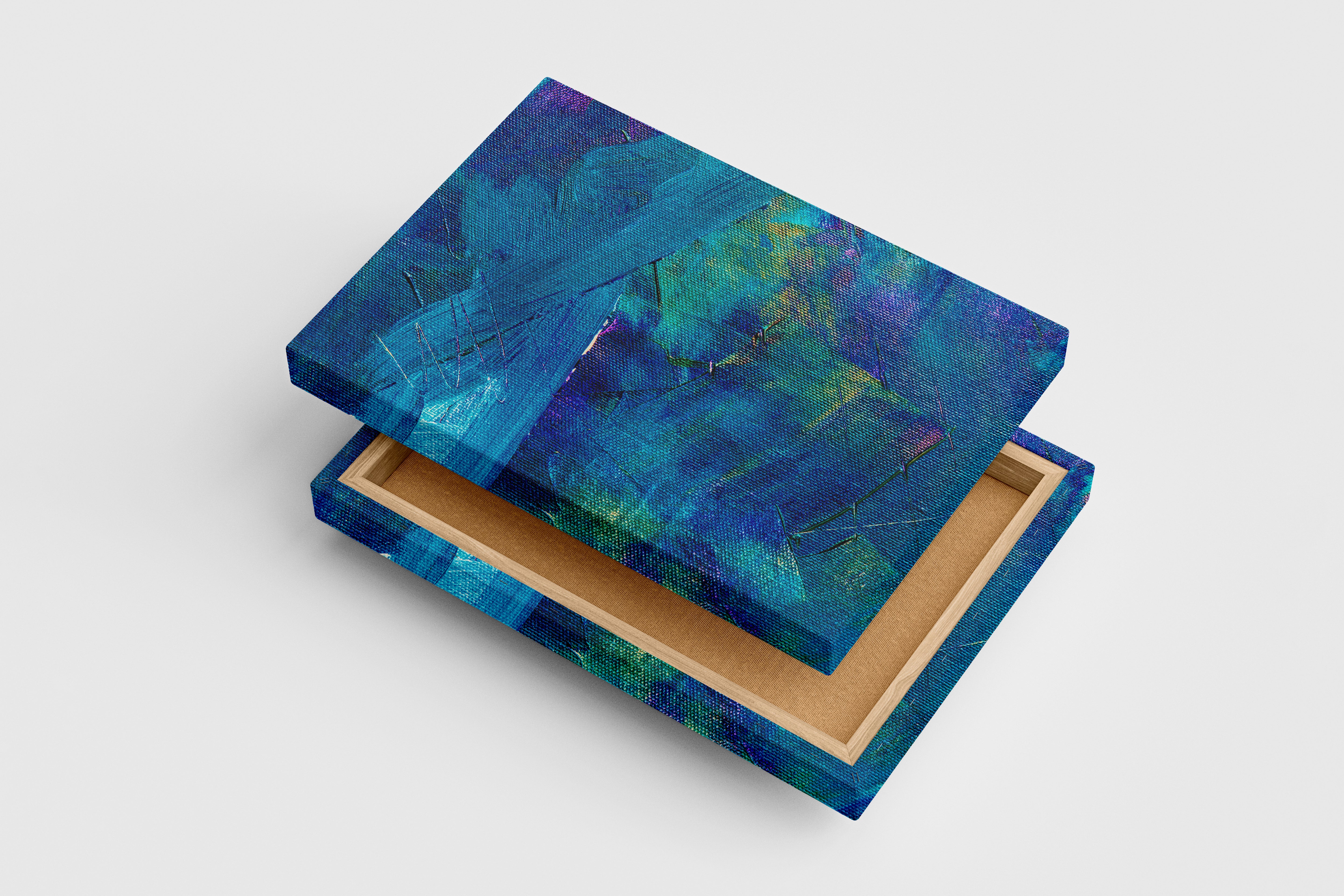 a close-up of a textured abstract painting on canvas with cool blue tones, abstract, art, kanvas tablo