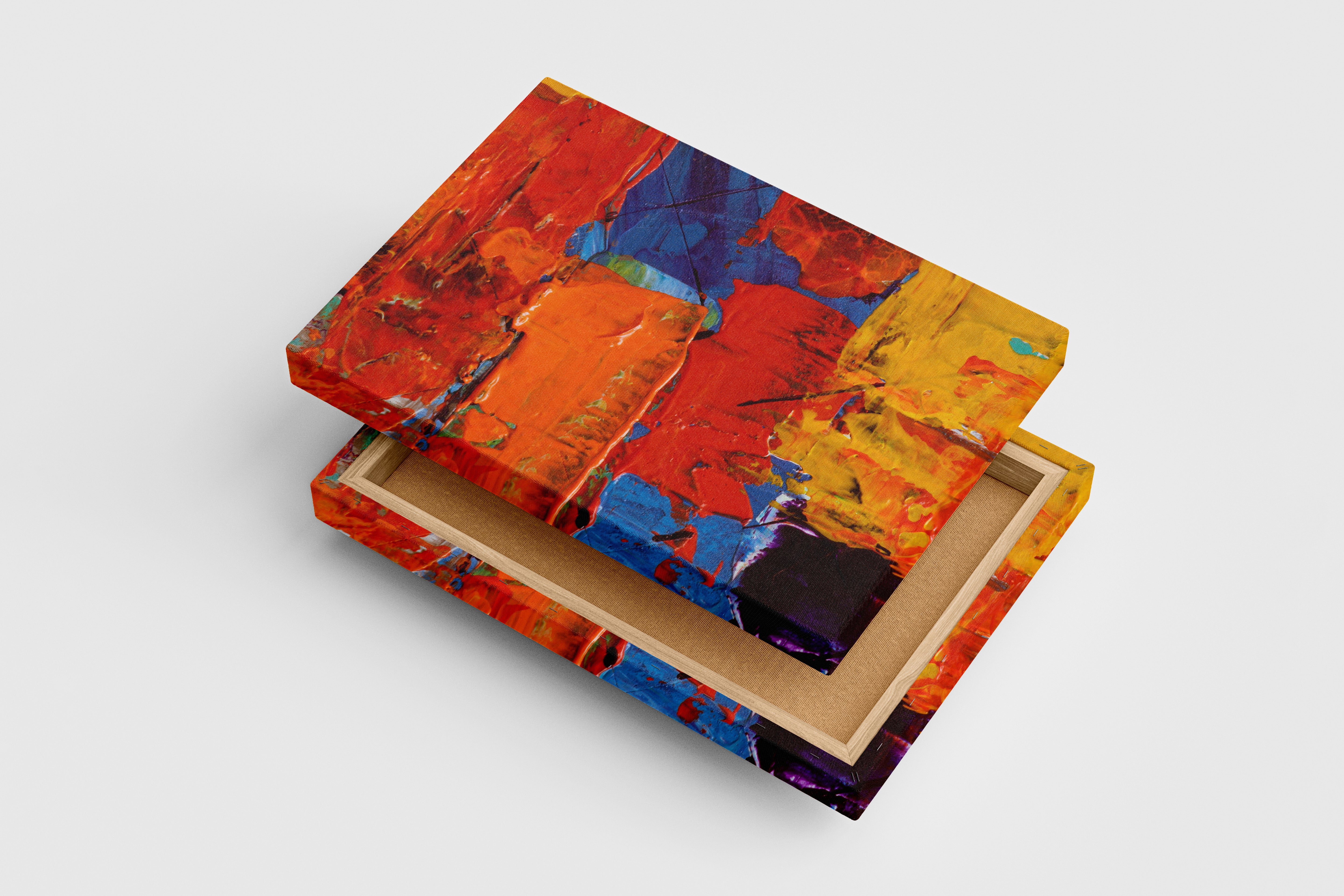 a vibrant abstract macro photograph of thick, textured impasto paint in warm colors, abstract, art, kanvas tablo