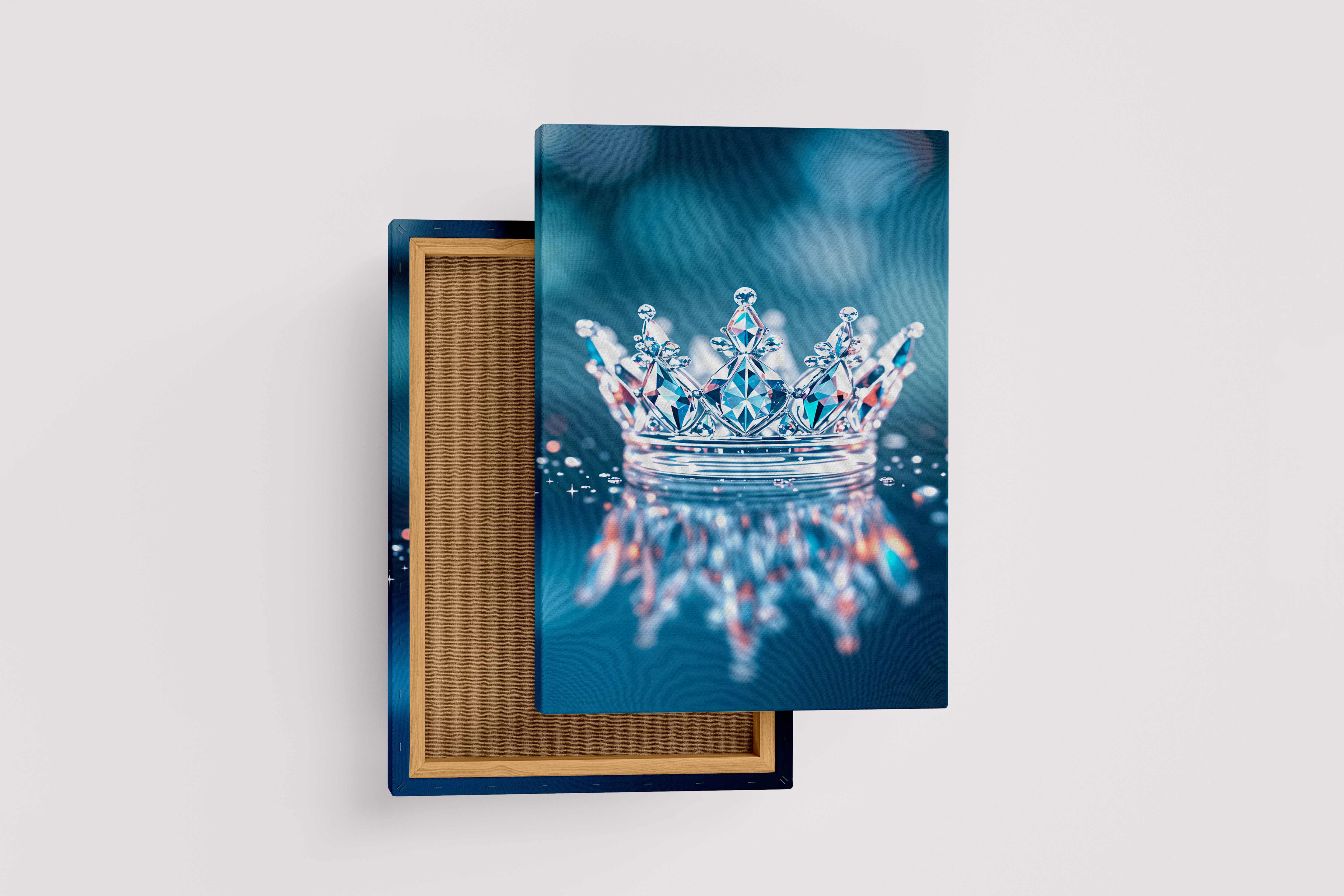 ai creation, crystal crown and its reflection, ai art, art, kanvas tablo