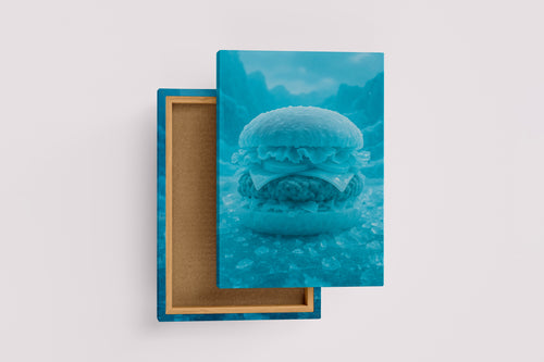 Buzul Çağından Bir Hamburger Donmuş Hamburger Manzarası Pop Art Temalı Kanvas Tablo