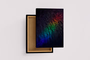 a subtle and dark photograph of rainbow-colored light refracting on gentle water ripples, abstract, art, kanvas tablo