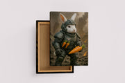 ai creation, carrot armed rabbit fighter, ai art, art, kanvas tablo
