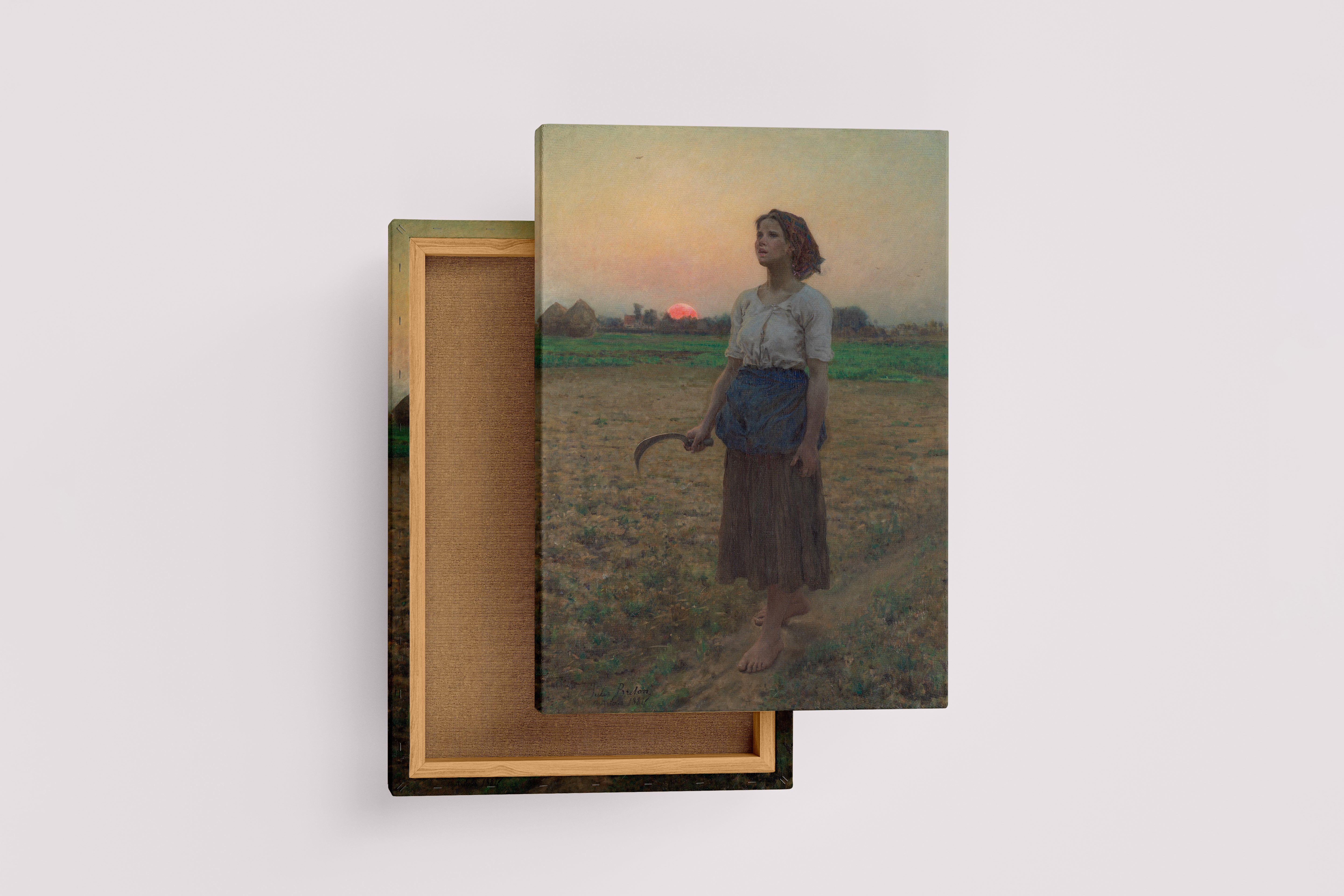 Jules Breton Tarlada Gün Batımı Kanvas Tablo
