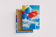 ai creation, different shaped balloons floating in the sky, ai art, art, kanvas tablo