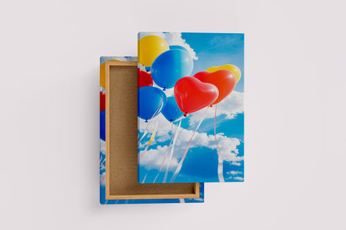 ai creation, different shaped balloons floating in the sky, ai art, art, kanvas tablo