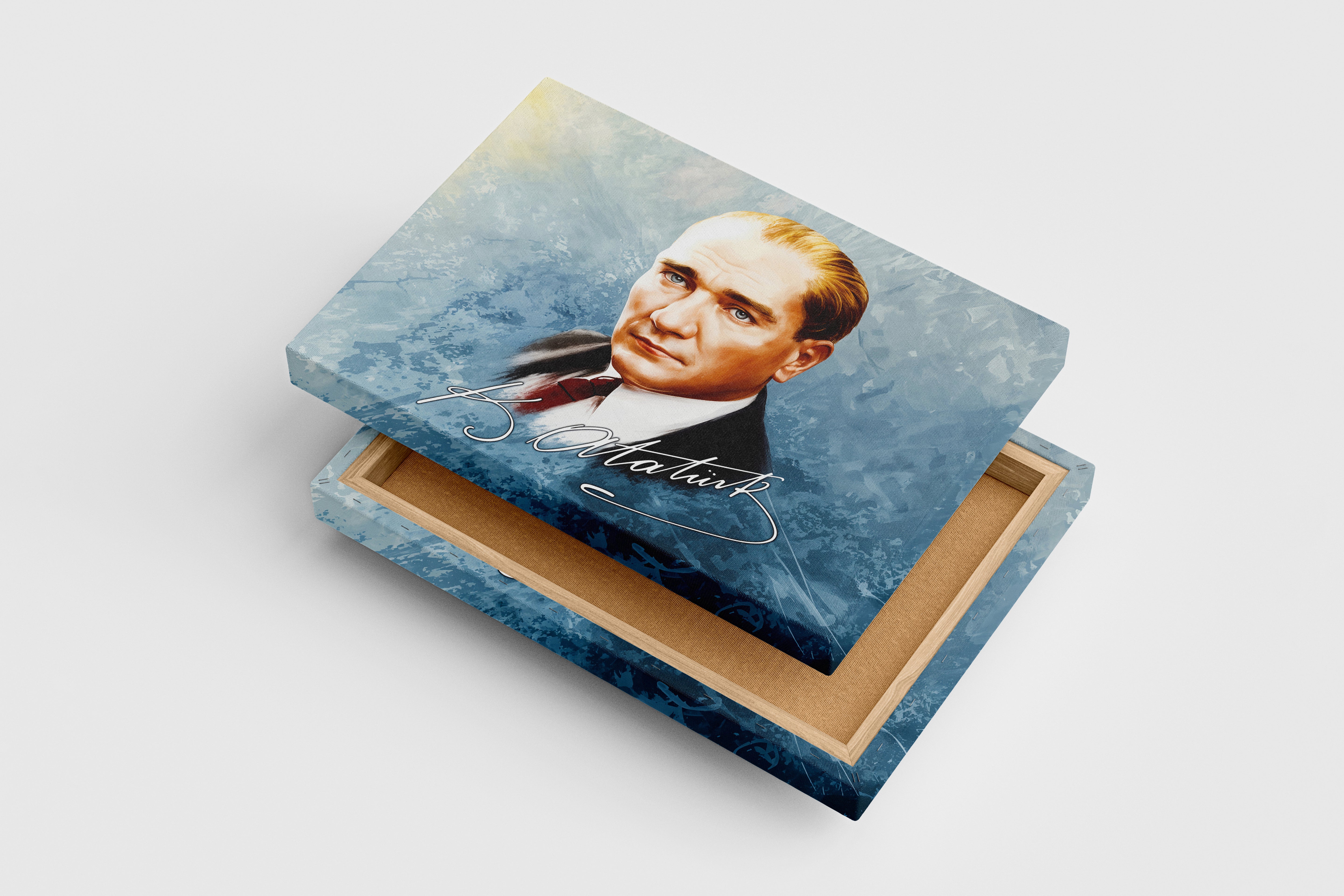Atatürk portre with his signature model 1, art, kanvas tablo