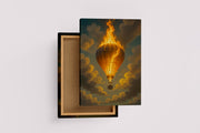 ai creation, a burning hot air balloon falling, ai art, art, kanvas tablo