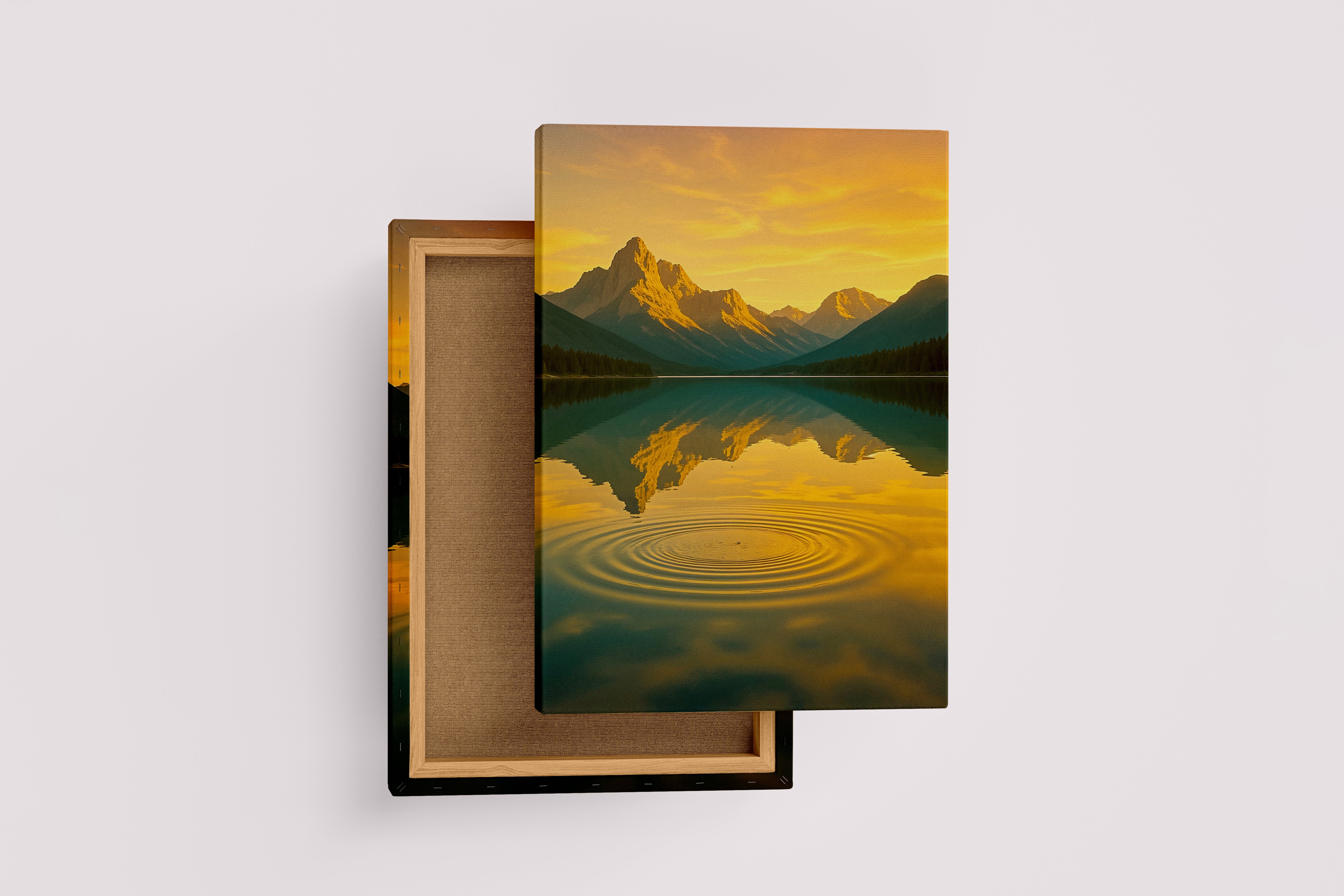 ai creation, mountain and river views, ai art, art, kanvas tablo