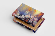 a dramatic, expressive painting of white roses with streaks of colorful light, art, kanvas tablo