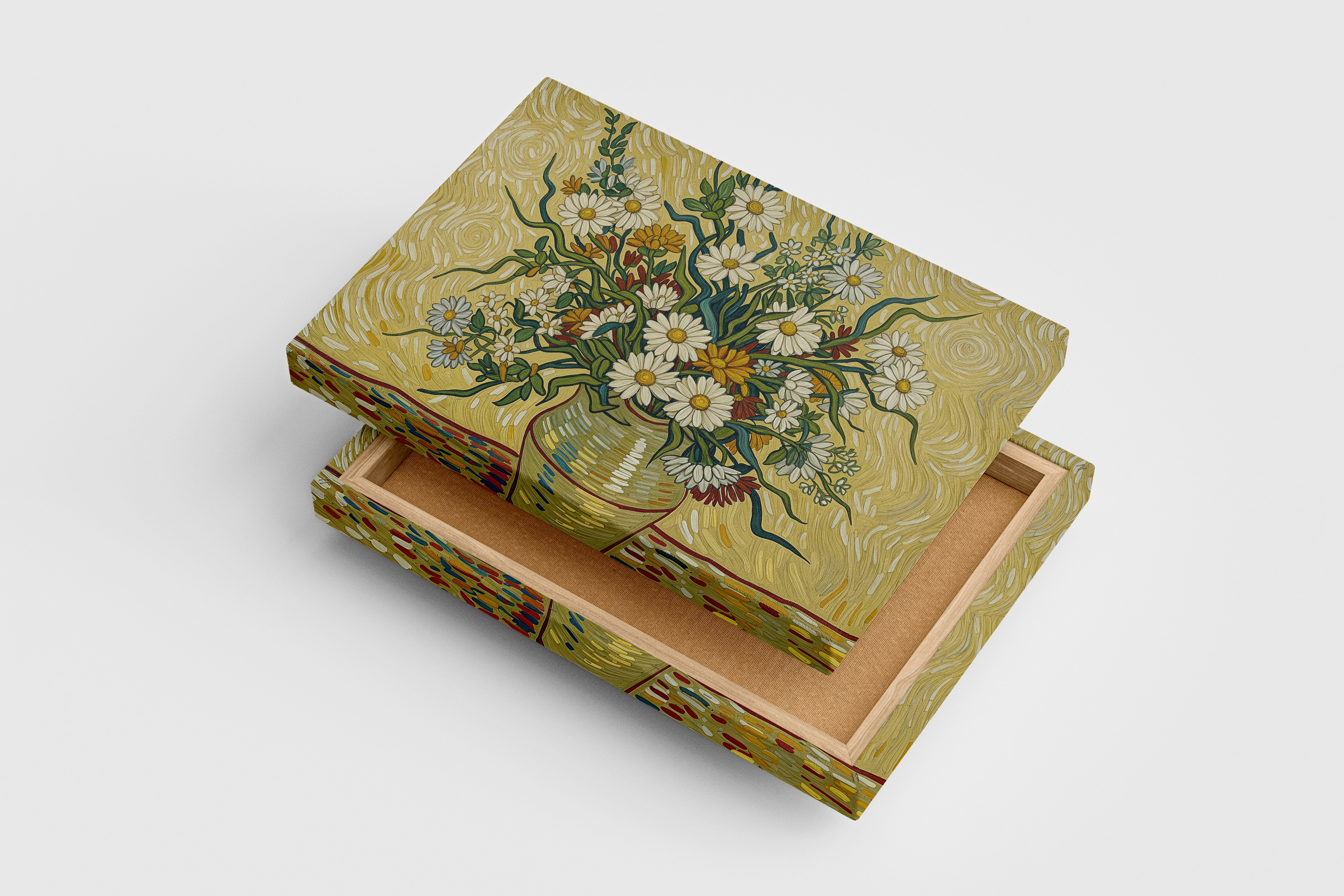 flower motif, flowers in a vase van gogh themed, art, kanvas tablo
