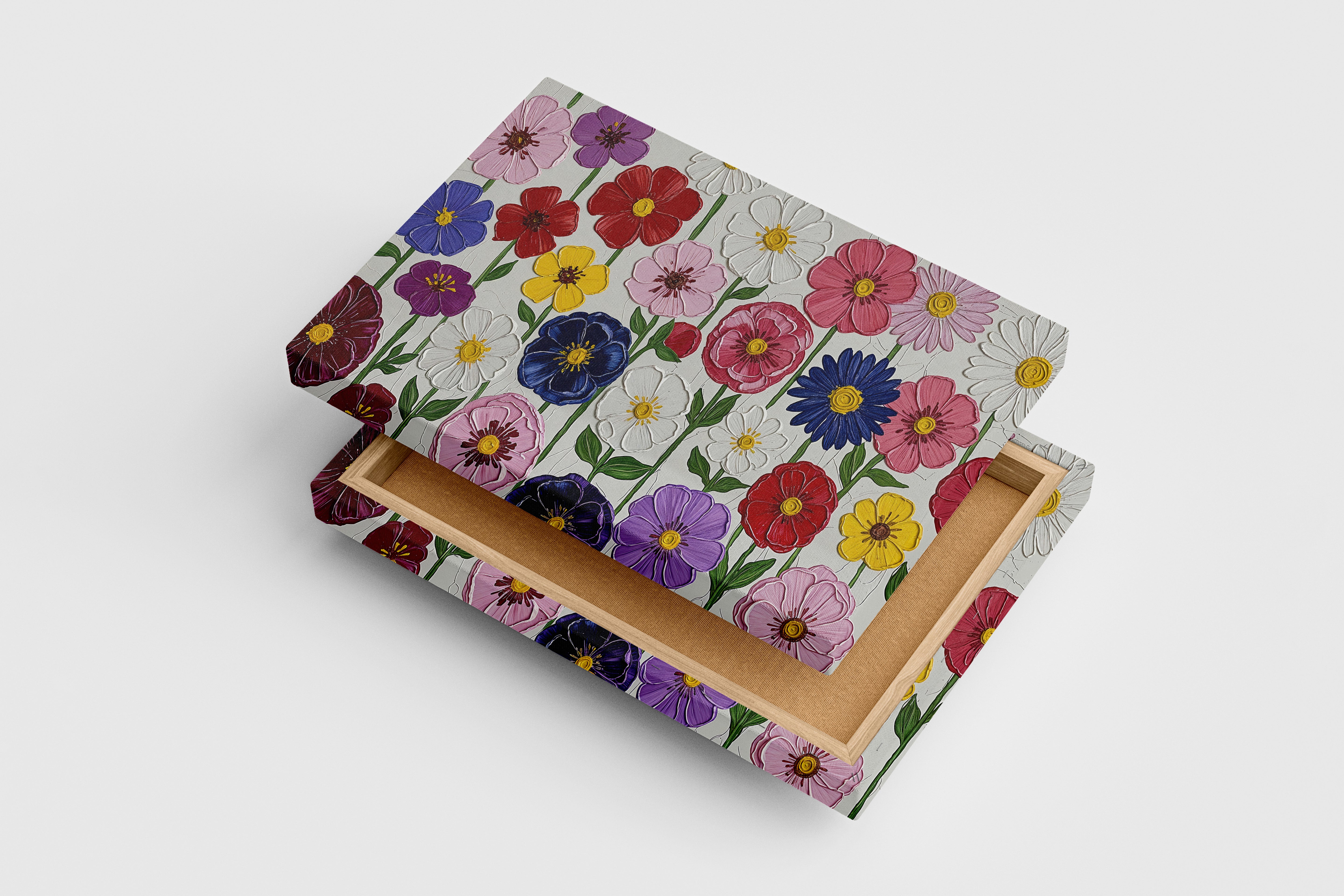 flower motif, colorful flowers, art, kanvas tablo