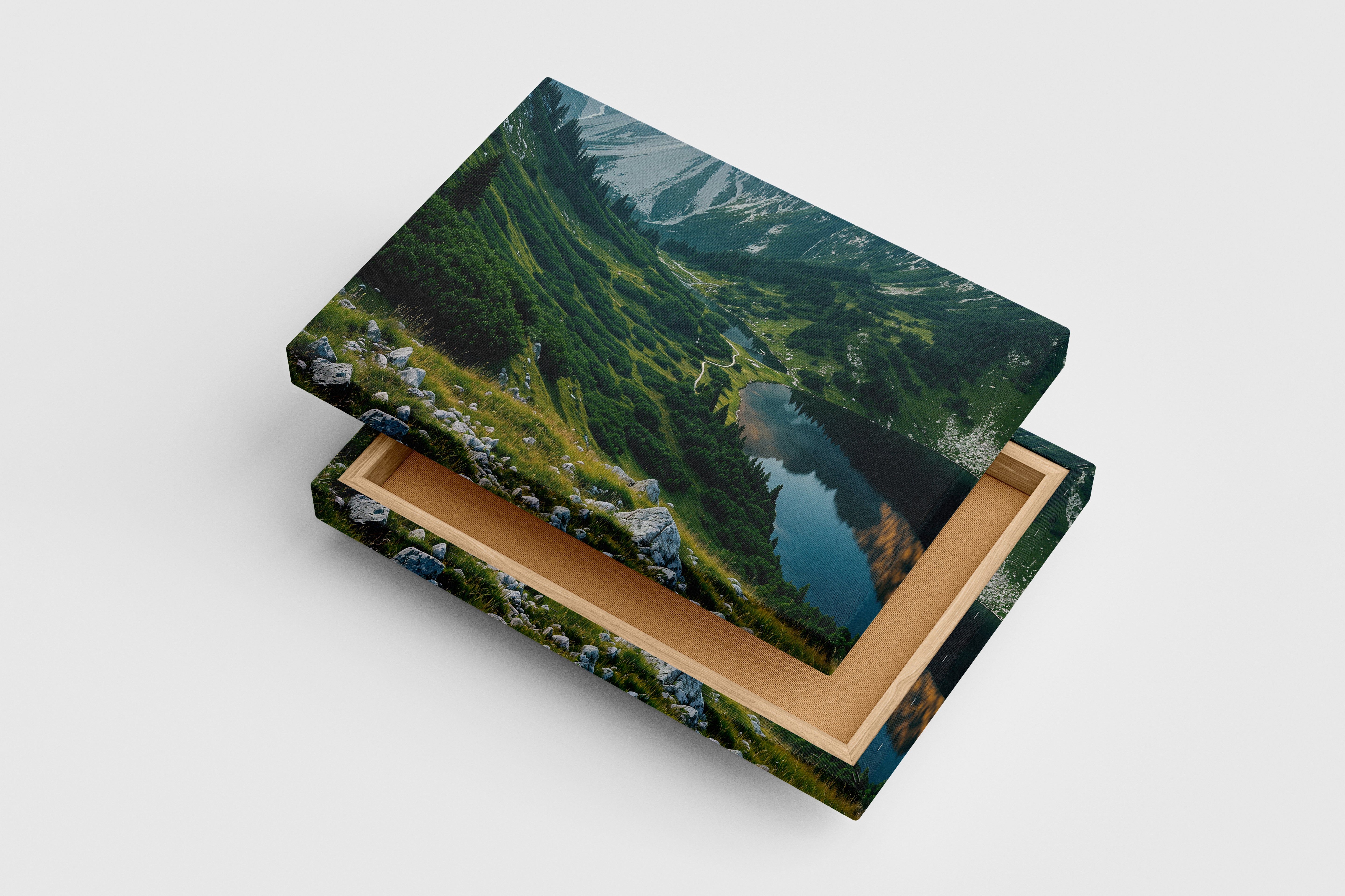 reflection of nature and the valley, view, art, kanvas tablo