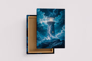 ai creation, lighthouse in the storm, art, kanvas tablo