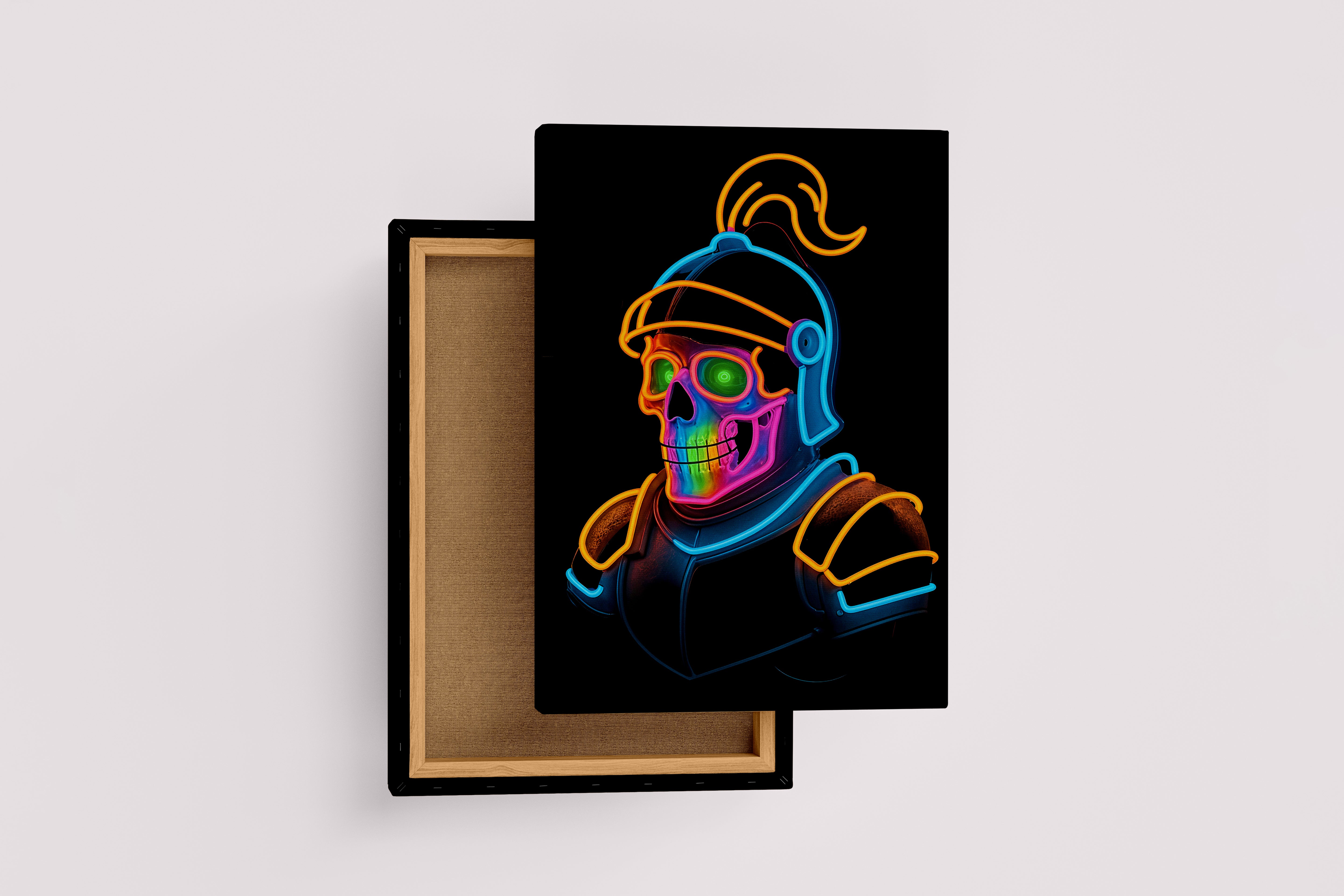 ai creation, laughing warrior skeleton, ai art, art, kanvas tablo