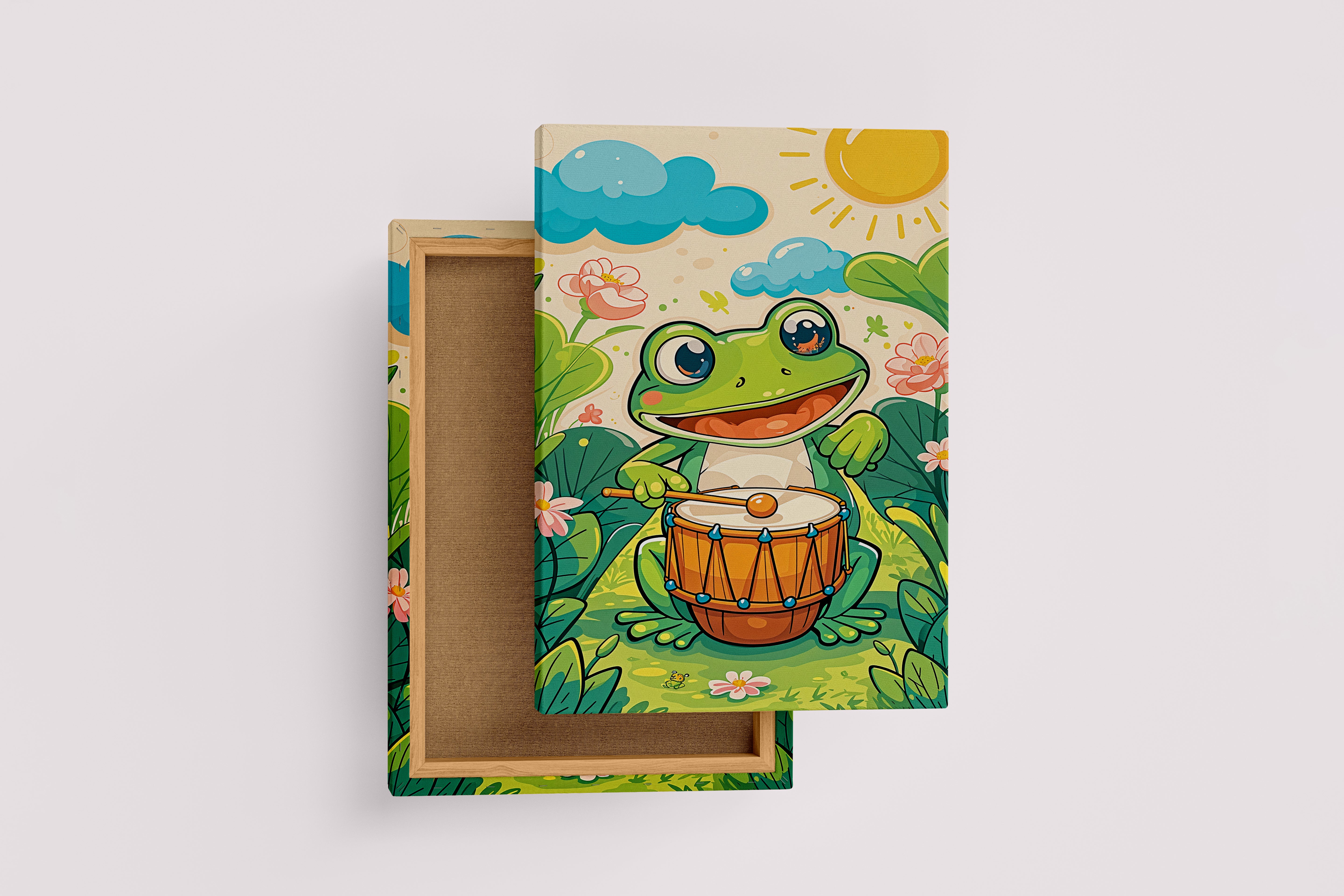 ai creation, Kermit playing the drums, kid, ai art, art, kanvas tablo