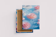 ai creation, pink water lilies blooming in the river, ai art, art, kanvas tablo