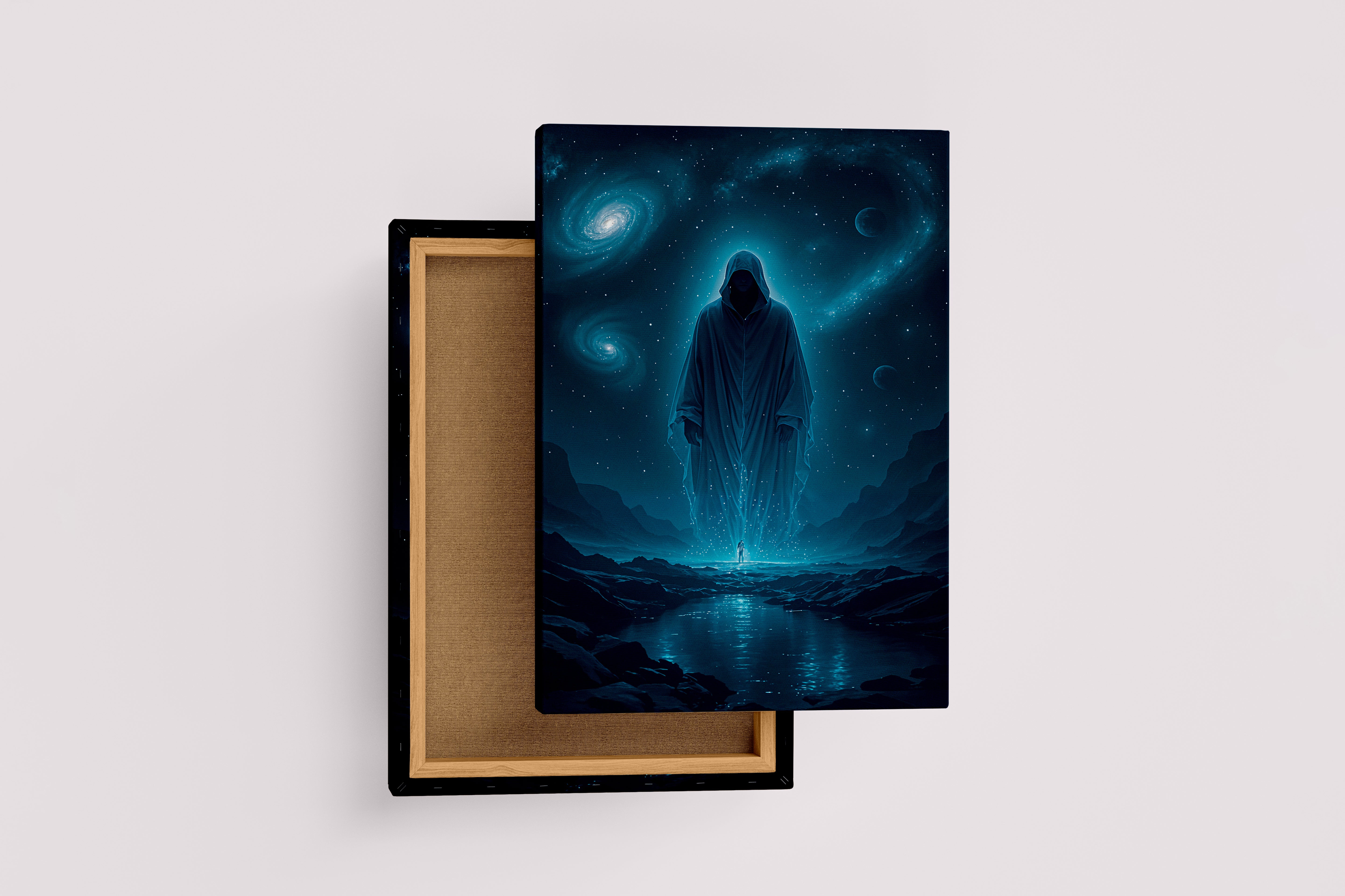 ai creation, giant man in black mystical cloak, ai art, art, kanvas tablo
